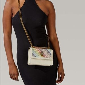 Kurt Geiger Crossbody Womens Beige Small Leather Crystal Beaded Bag. Used once